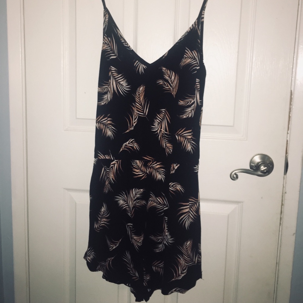 Black Golden Palm Romper